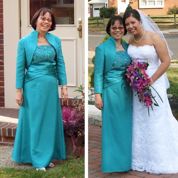 turquoise mother of the bride dress